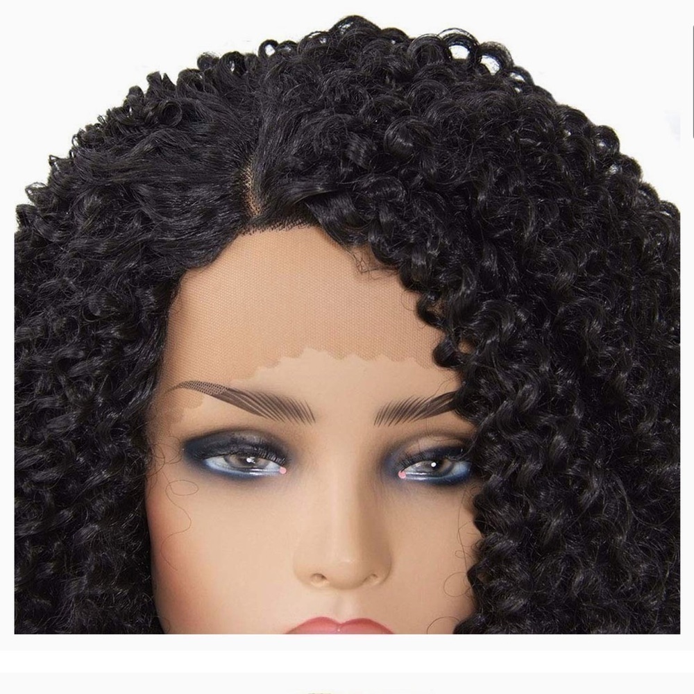 Afro Kinky Synthetic L Part Lace Front Curly Wig 18” - Picture 2 of 8